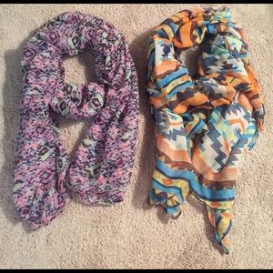 2 multicolor lightweight scarves